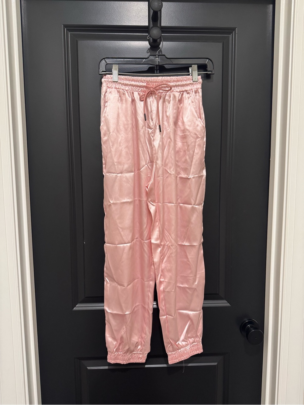 Light Pink Satin Drawstring Jogger Pants